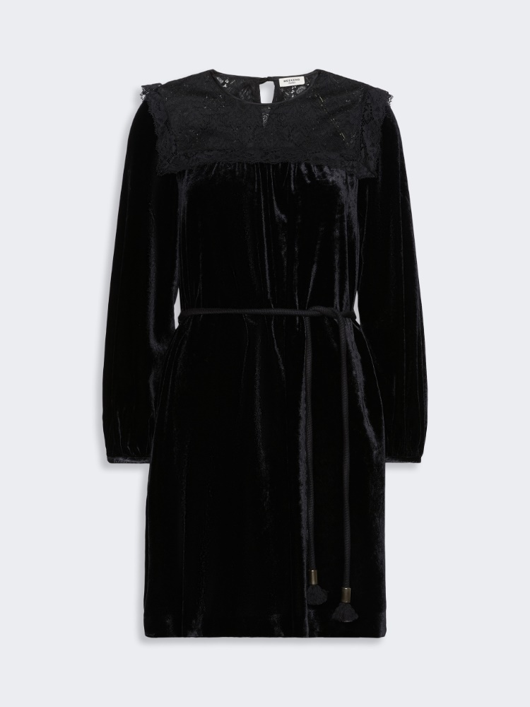Velvet short dress - BLACK