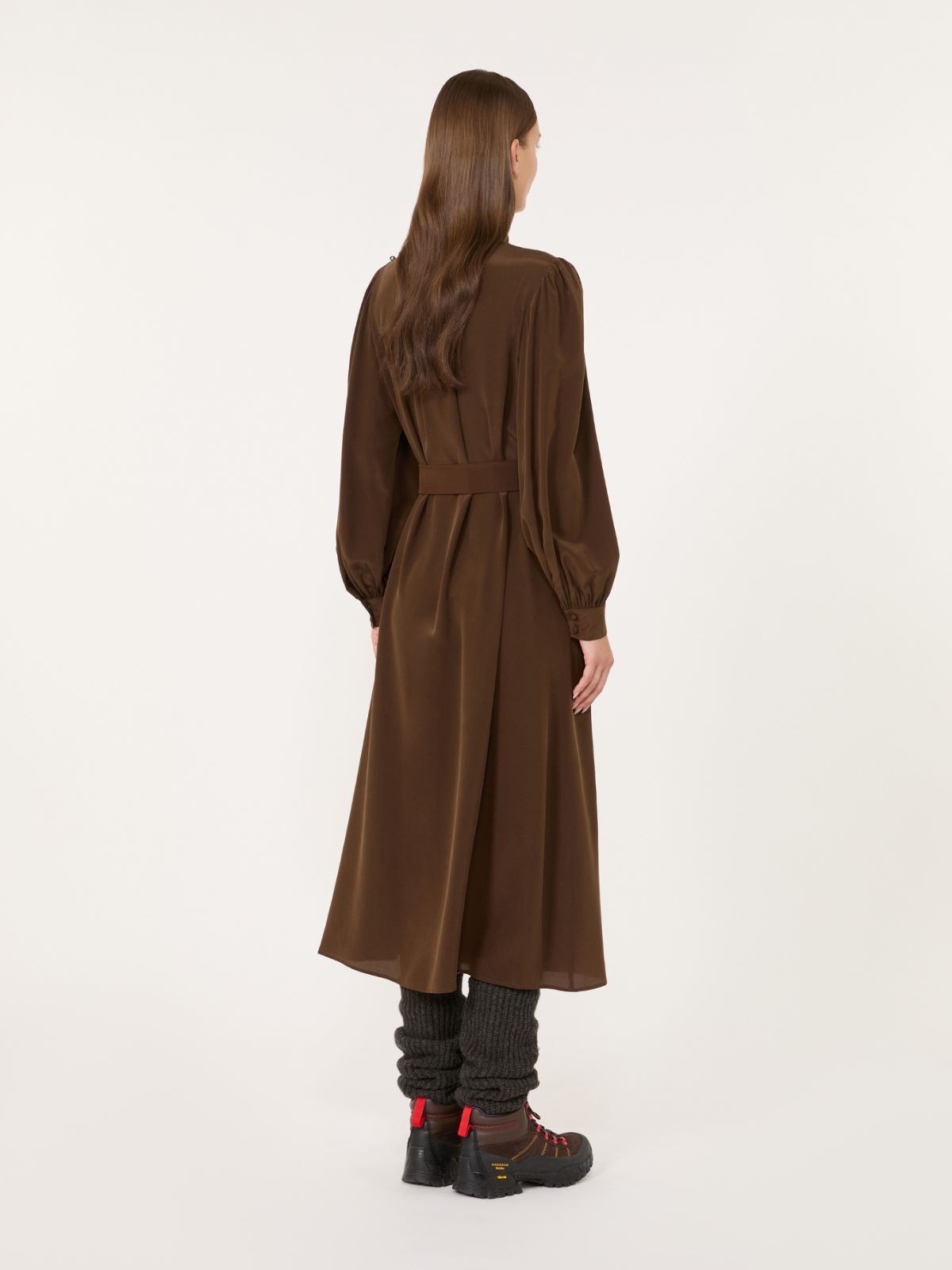 Robe en crêpe de Chine de soie - BRUN - Max Mara - 3