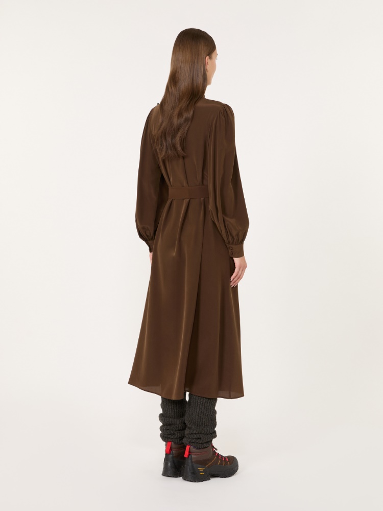 Robe en crêpe de Chine de soie - BRUN - Max Mara - 3
