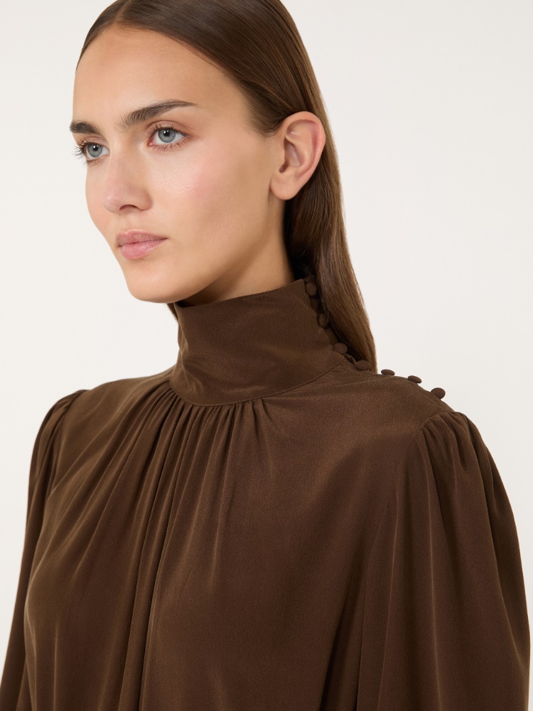 Robe en crêpe de Chine de soie - BRUN - Max Mara - 4
