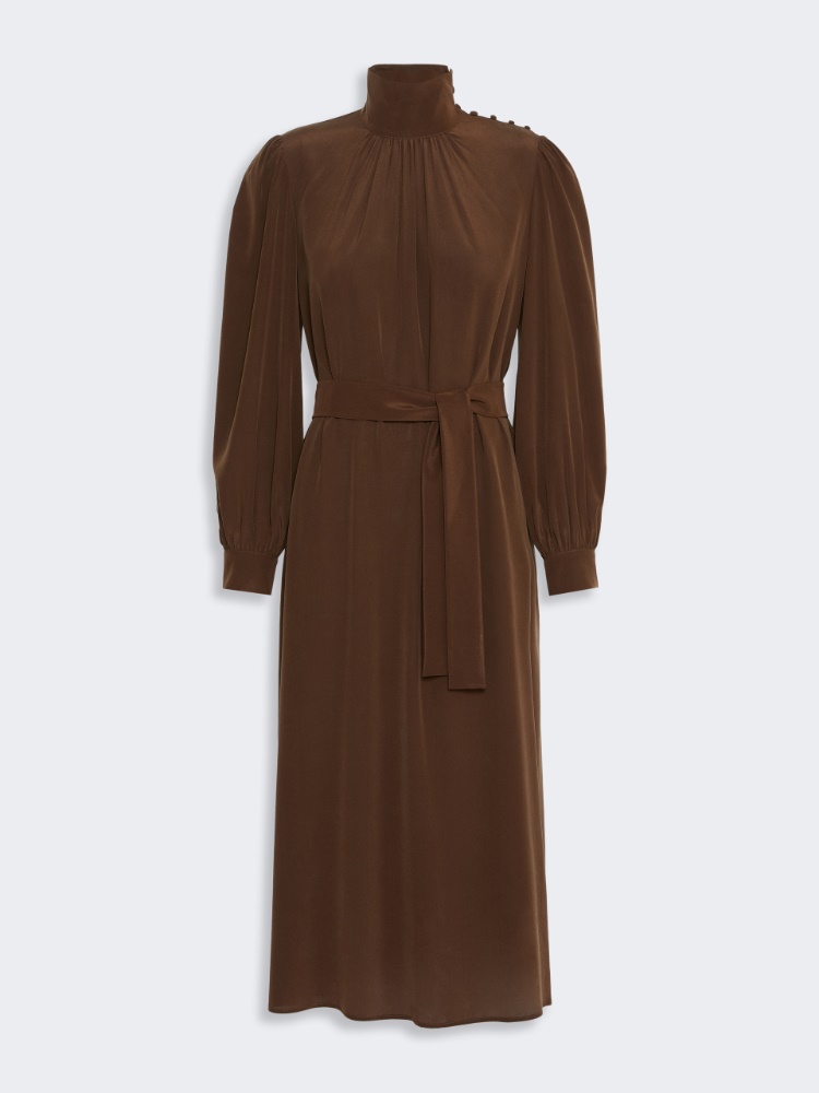 Robe en crêpe de Chine de soie - BRUN - Max Mara - 5