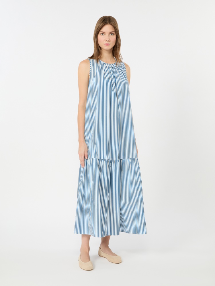 Long cotton poplin dress - CORNFLOWER BLUE - 2