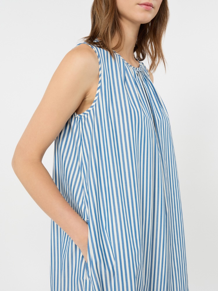 Long cotton poplin dress - CORNFLOWER BLUE - 4