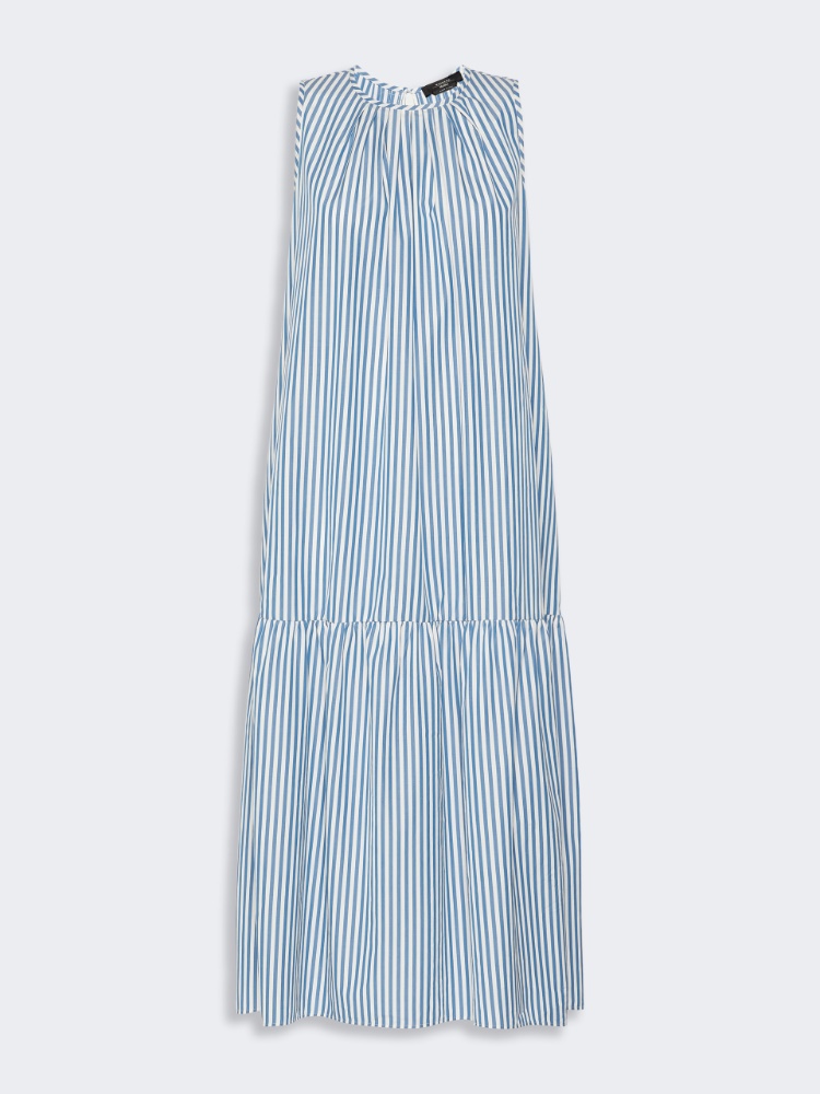 Long cotton poplin dress - CORNFLOWER BLUE