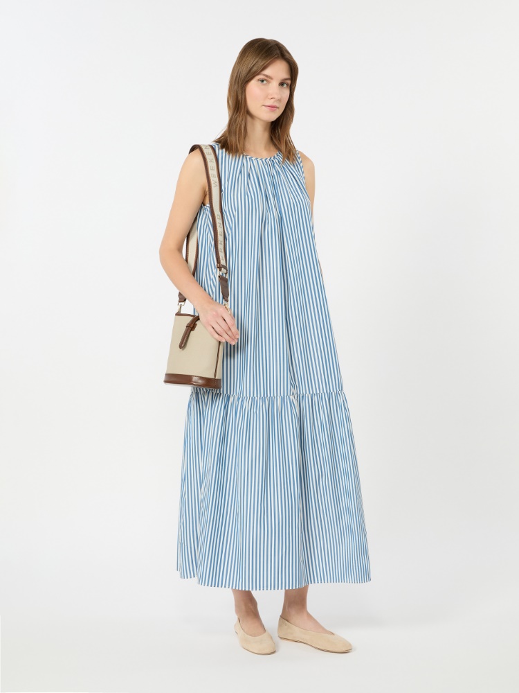 Long cotton poplin dress - CORNFLOWER BLUE - 1