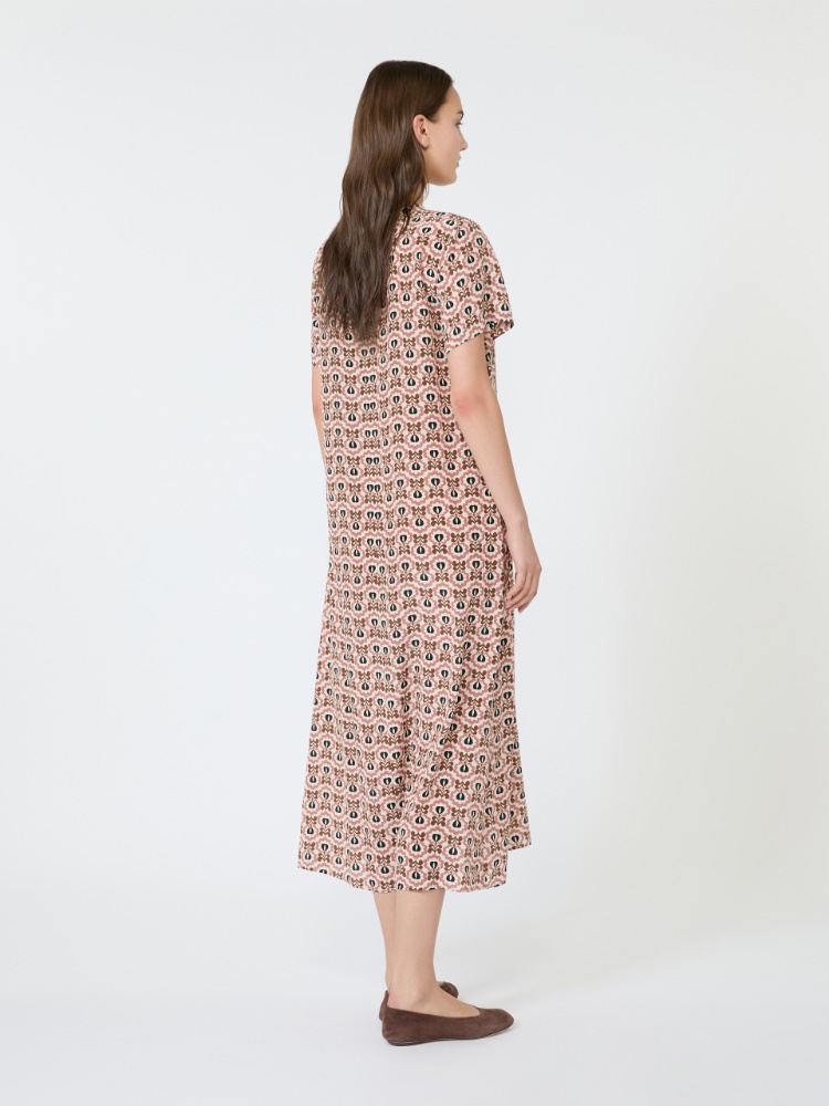 Printed silk T-shirt dress - ANTIQUE ROSE - 3