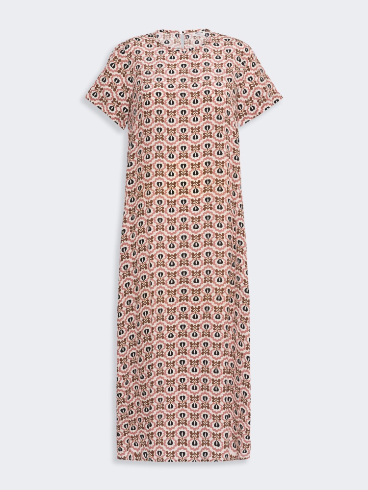 Printed silk T-shirt dress - ANTIQUE ROSE