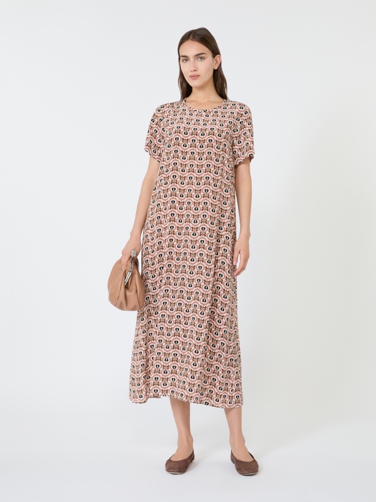 Printed silk T-shirt dress - ANTIQUE ROSE - 1