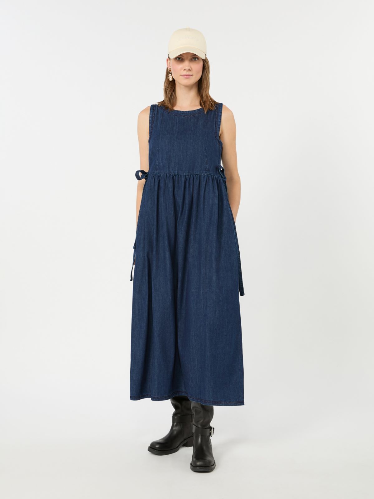 Cotton denim dress - NAVY