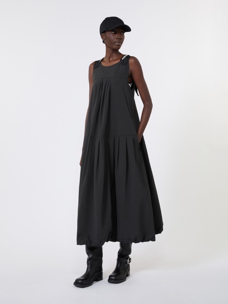 Sleeveless water-repellent canvas dress - BLACK
