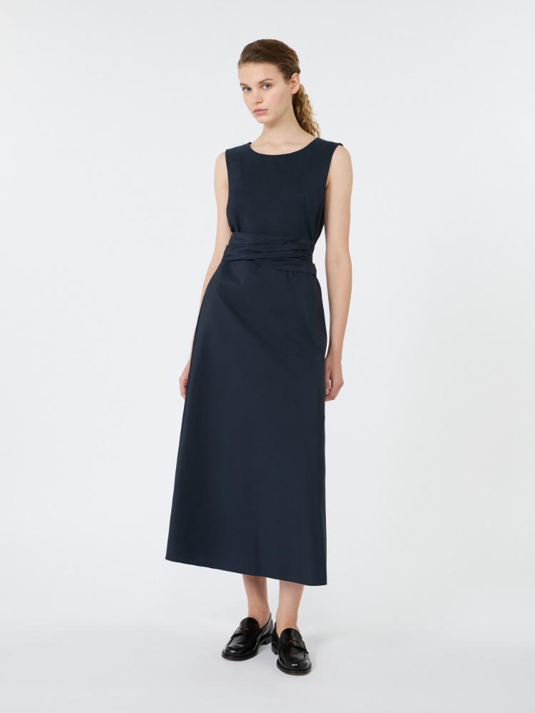 Flared taffeta dress - NAVY - 2