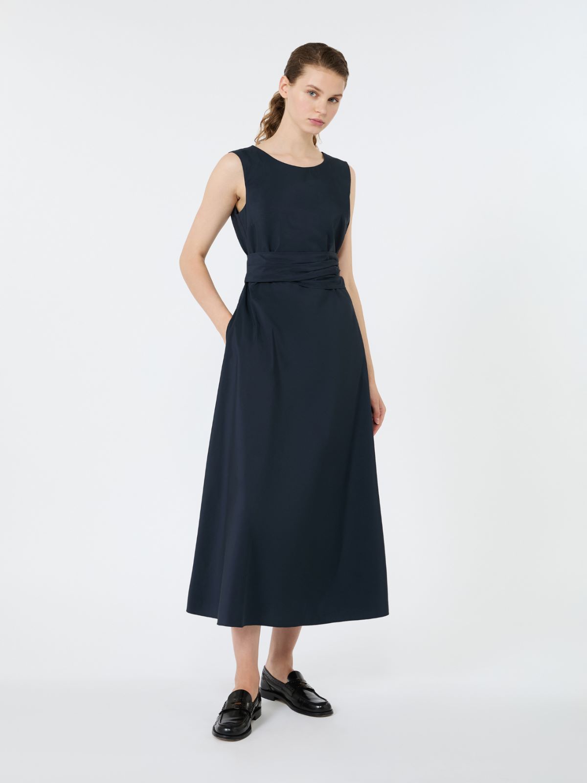 Flared taffeta dress - NAVY