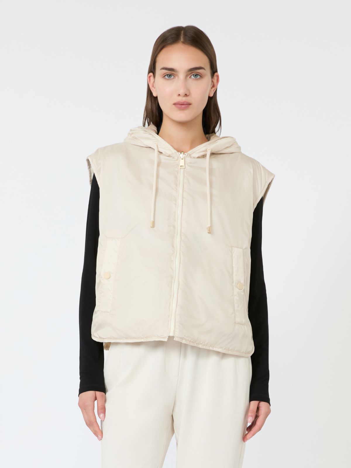 Reversible water-repellent canvas padded gilet - IVORY - Max Mara - 2