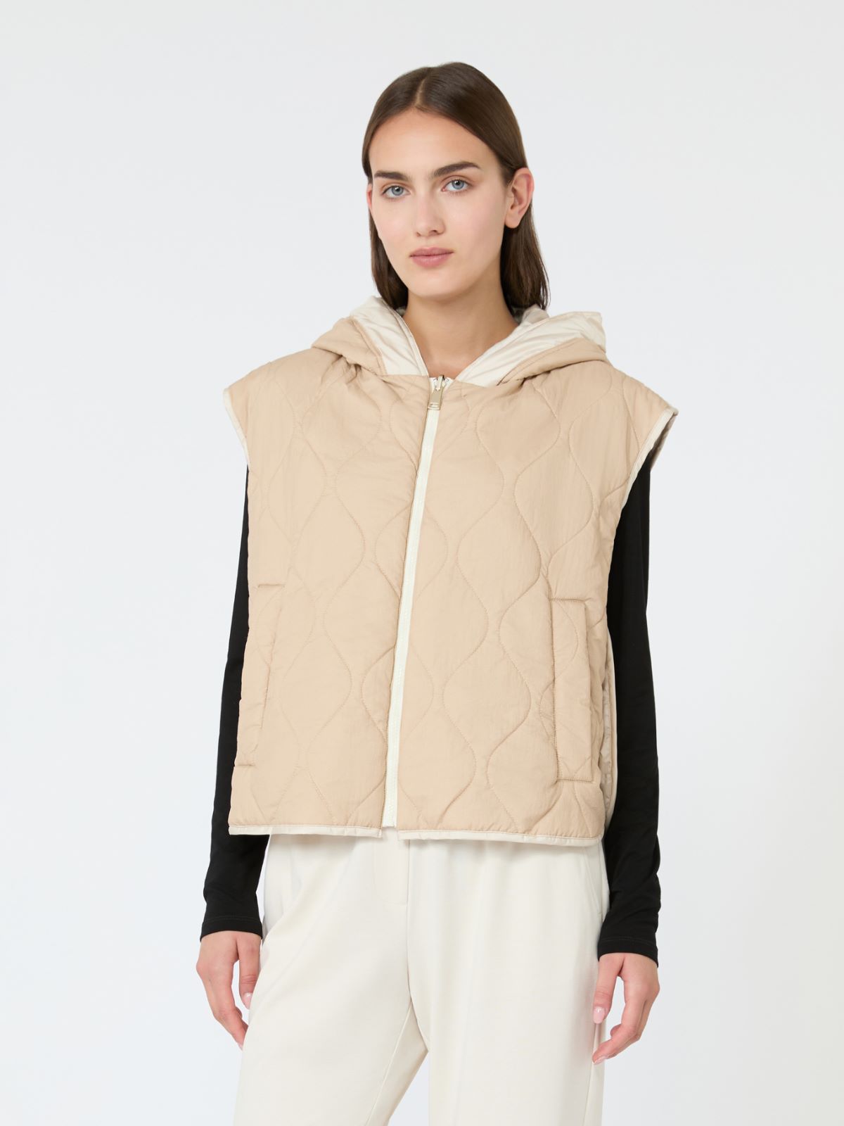 Reversible water-repellent canvas padded gilet - IVORY - Max Mara - 5