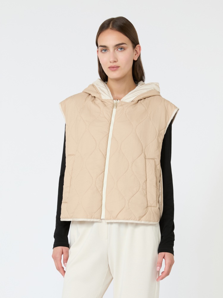 Reversible water-repellent canvas padded gilet - IVORY - Max Mara - 5