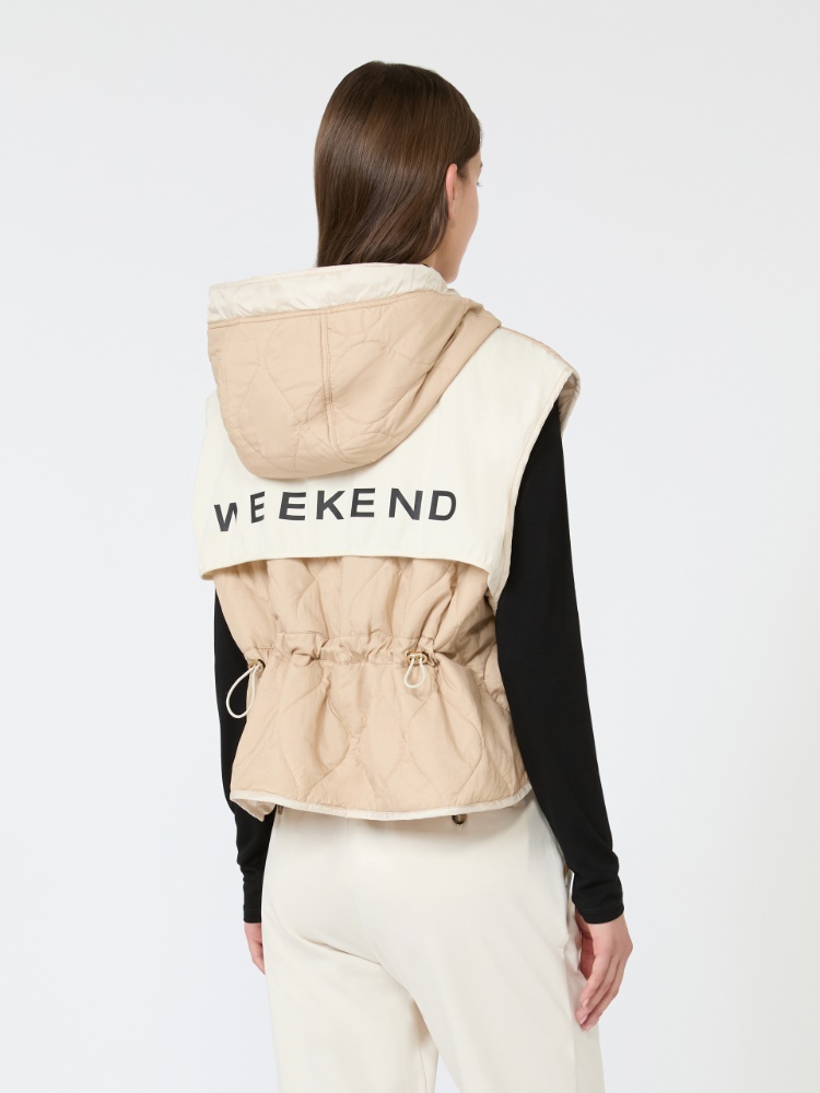 Reversible water-repellent canvas padded gilet - IVORY