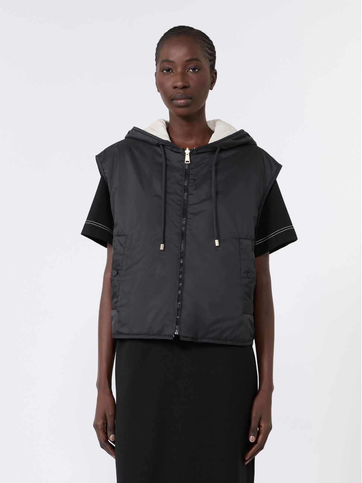 Reversible water-repellent canvas padded gilet - BLACK - Max Mara - 2