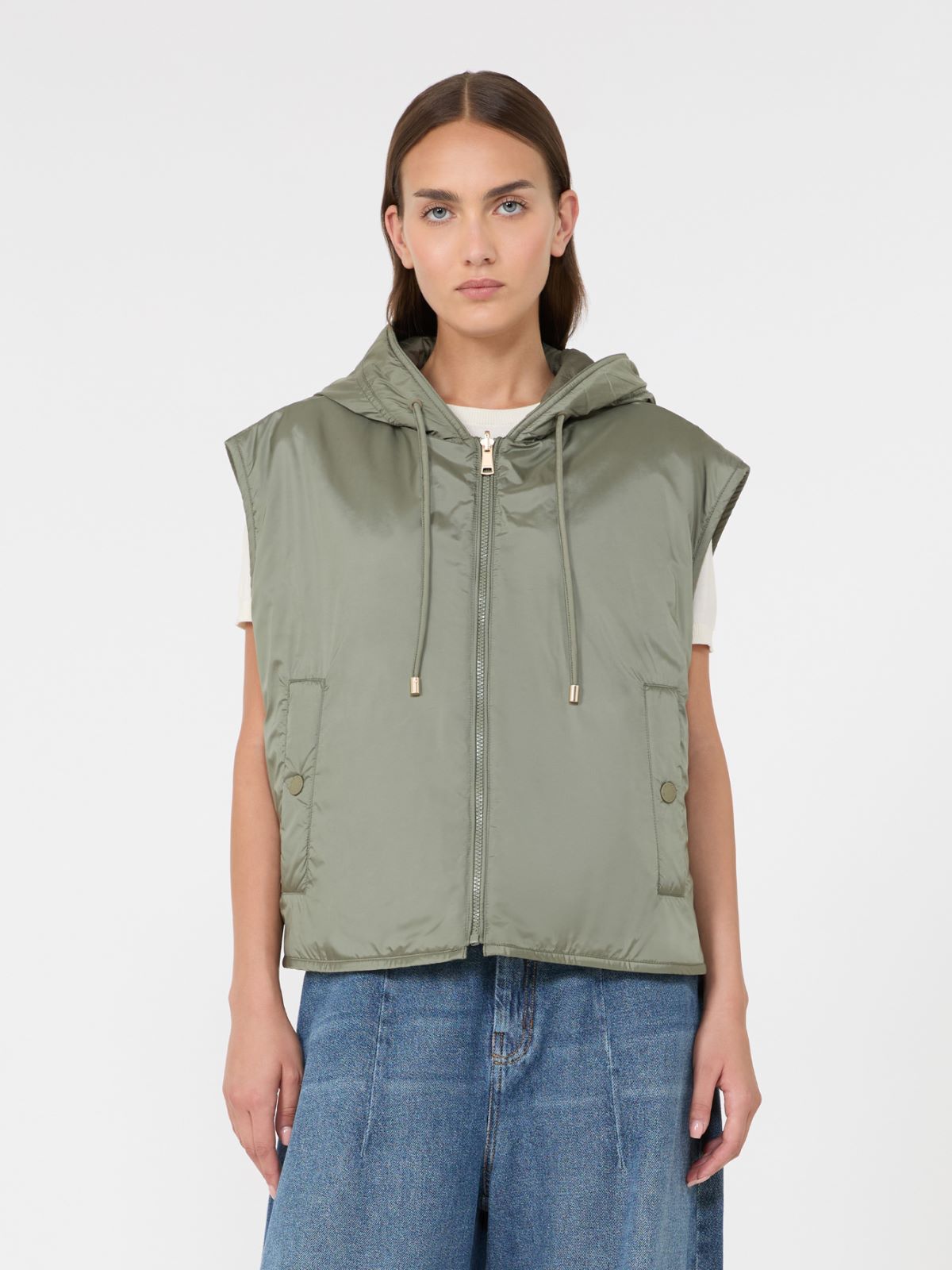 Reversible water-repellent canvas padded gilet - KAKI - Max Mara - 2