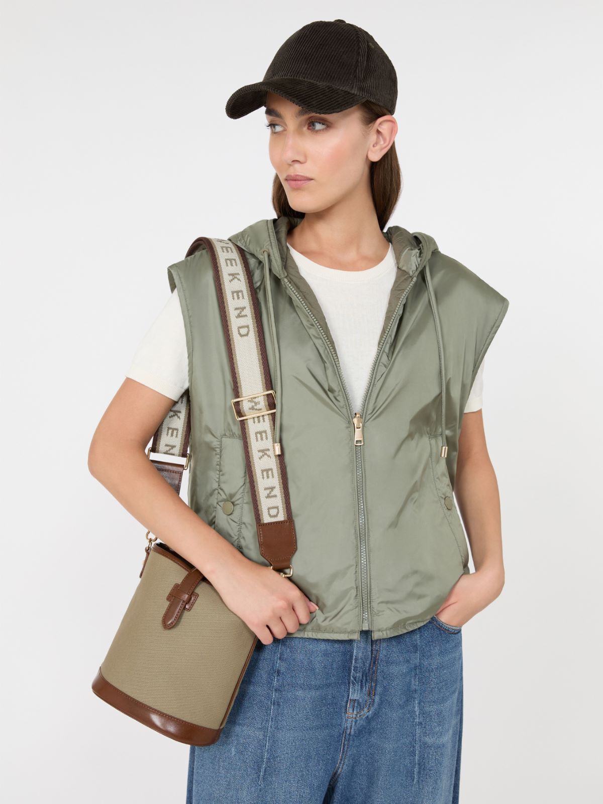 Reversible water-repellent canvas padded gilet - KAKI - Max Mara - 4