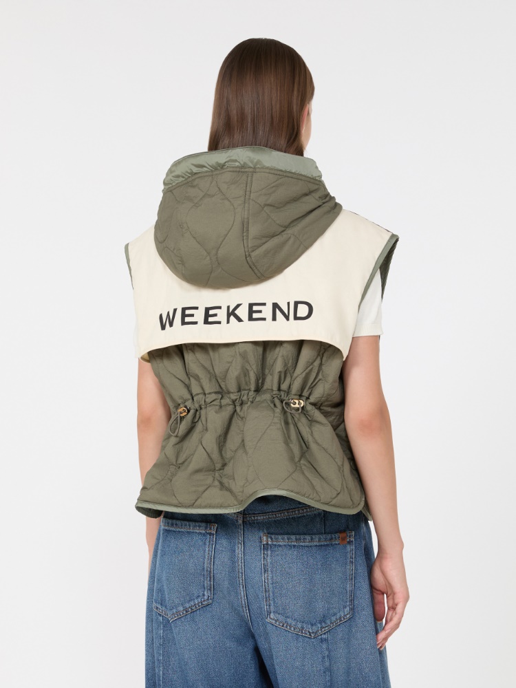 Reversible water-repellent canvas padded gilet - KAKI