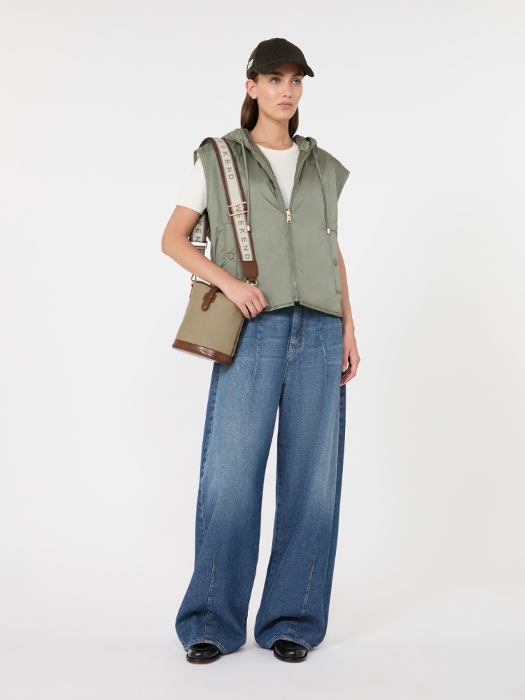 Reversible water-repellent canvas padded gilet - KAKI