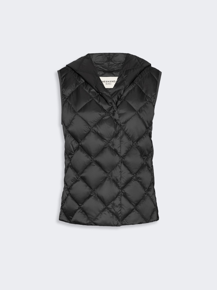 Water-repellent plain-weave fabric padded gilet - BLACK