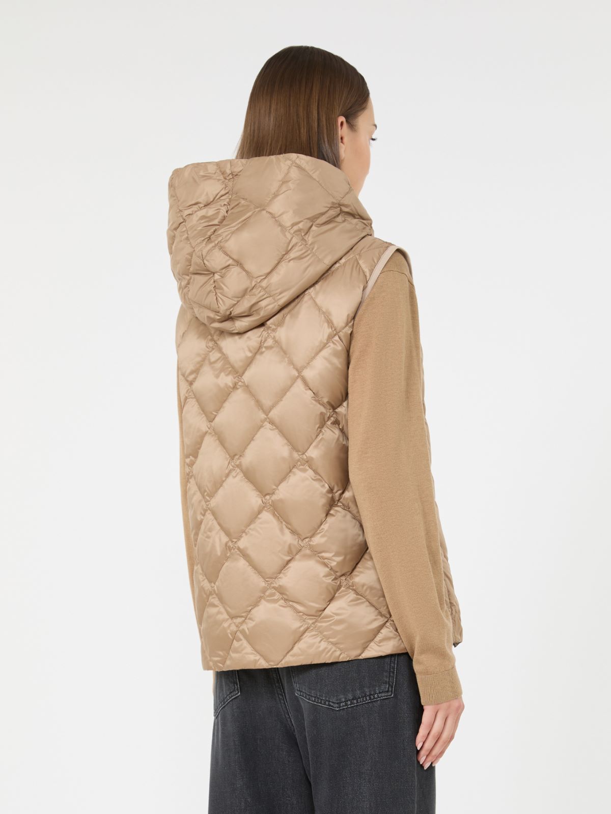 Water-repellent plain-weave fabric padded gilet - CAMEL - Max Mara - 3