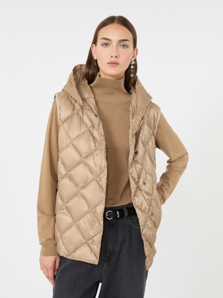 Water-repellent plain-weave fabric padded gilet - CAMEL - Max Mara - 4