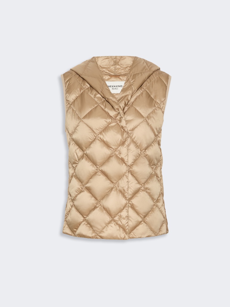 Water-repellent plain-weave fabric padded gilet - CAMEL - Max Mara - 5