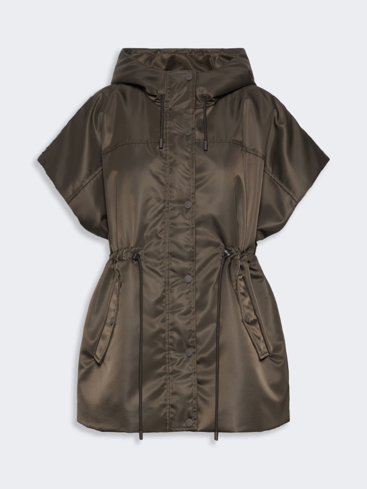 Water-repellent twill padded gilet - MUD