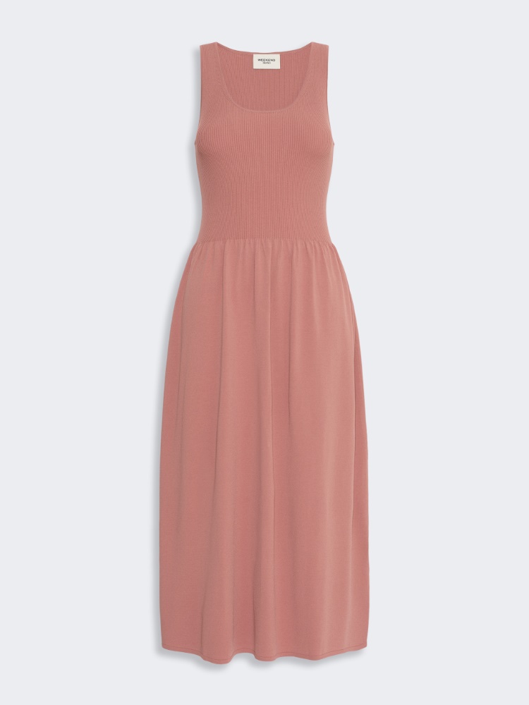 Langes Kleid aus Viskosegewebe - TERRAKOTTA - 4