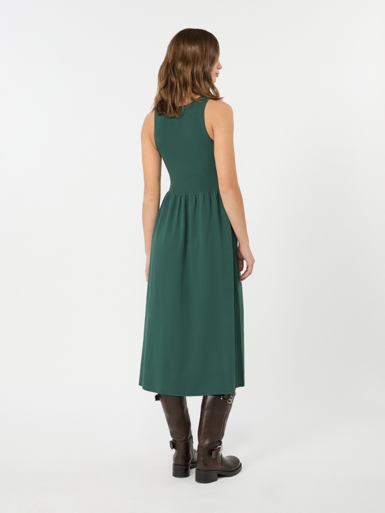 Long viscose yarn dress - GREEN - 3