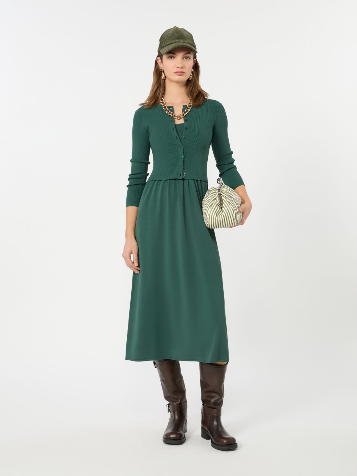 Long viscose yarn dress + GREEN - Max Mara