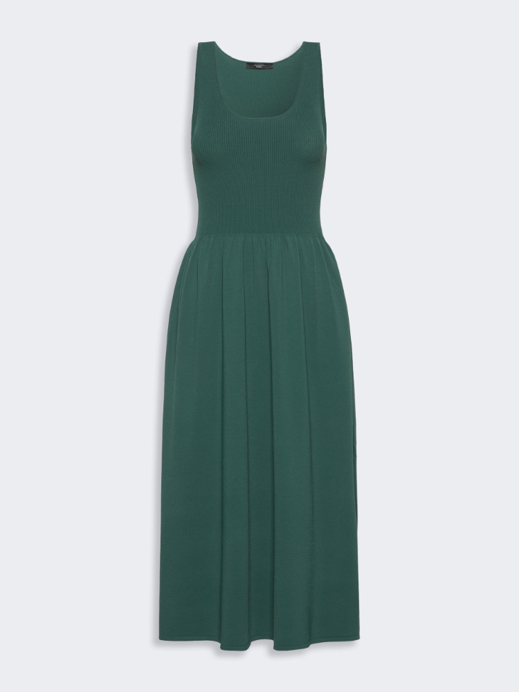 Long viscose yarn dress - GREEN