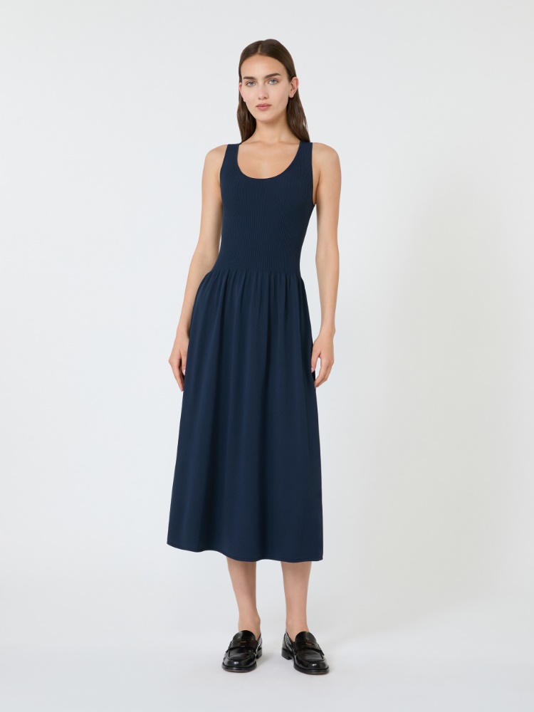 Langes Kleid aus Viskosegewebe - BLAU - 2