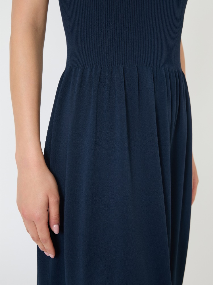 Langes Kleid aus Viskosegewebe - BLAU - 4