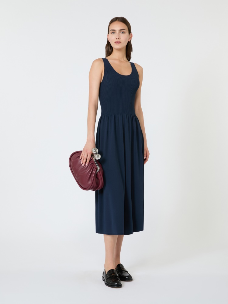 Langes Kleid aus Viskosegewebe - BLAU