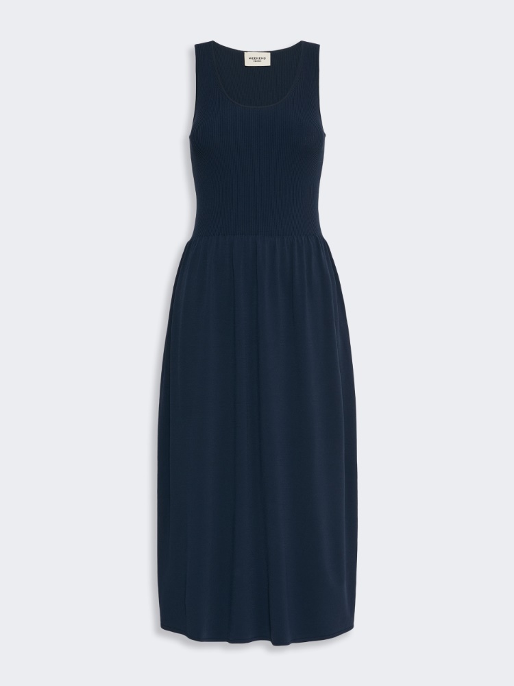Langes Kleid aus Viskosegewebe - BLAU - 5