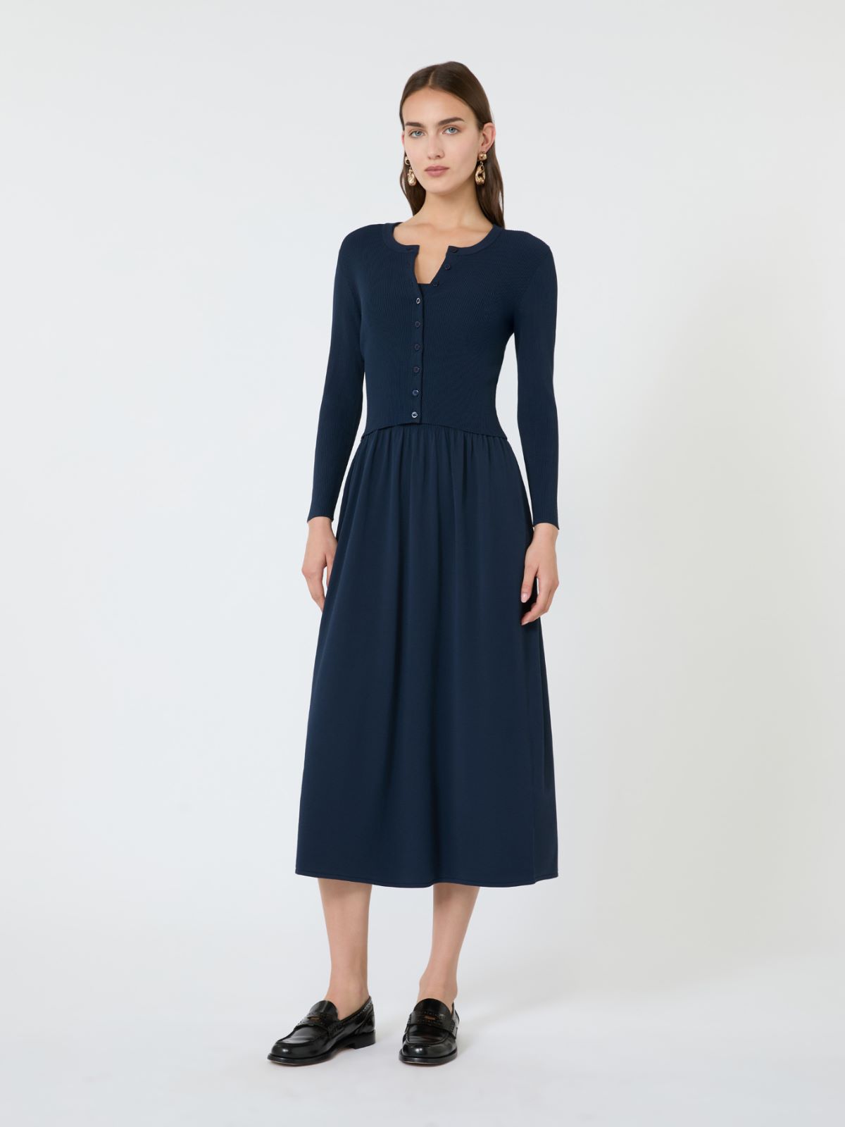 Langes Kleid aus Viskosegewebe + BLAU - Max Mara