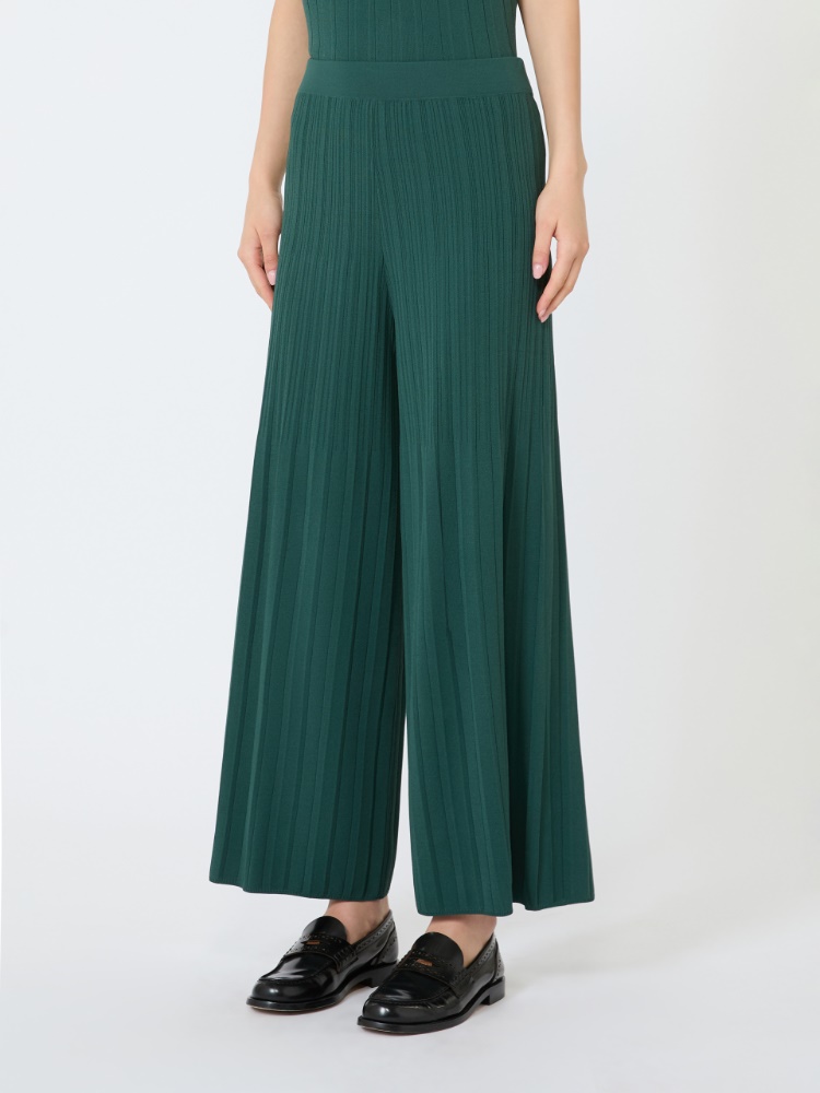 Plissee-Hose aus Viskosegewebe - GRUEN - 2