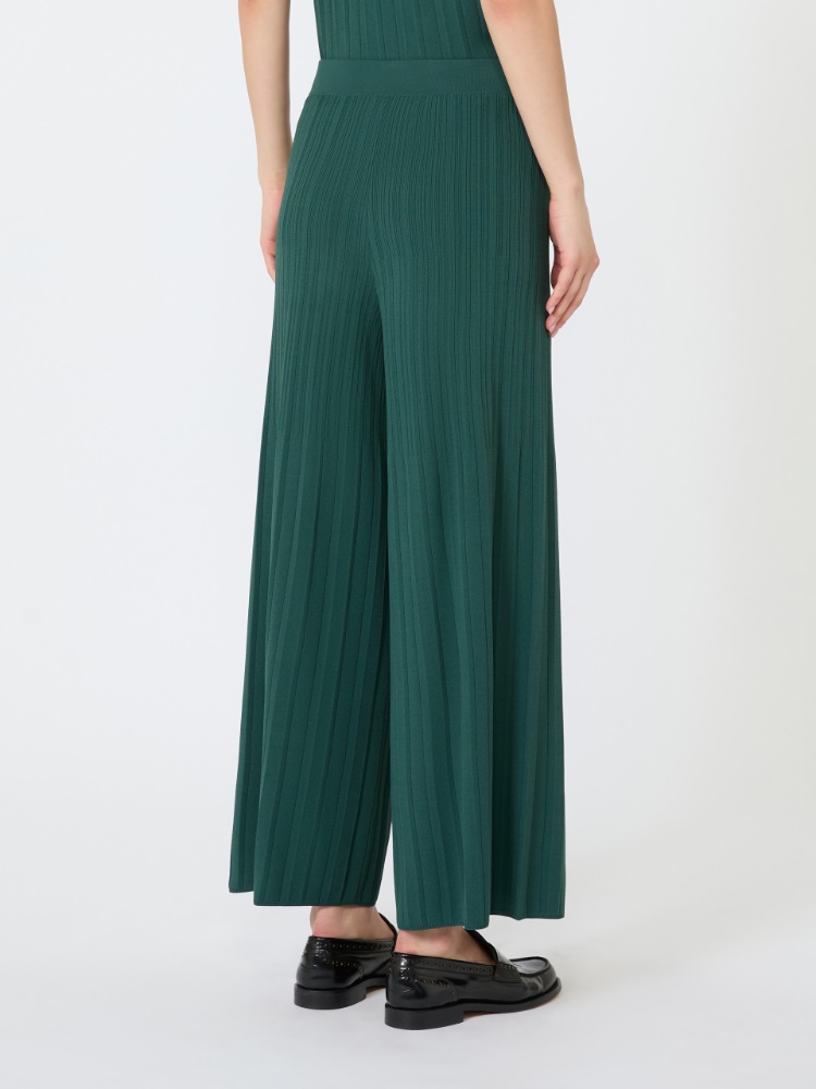 Plissee-Hose aus Viskosegewebe - GRUEN - 3