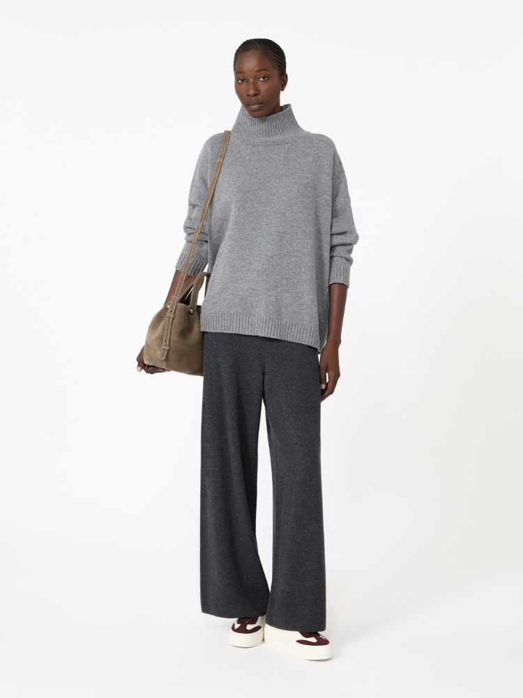 Wool and cashmere yarn trousers - DARK GREY