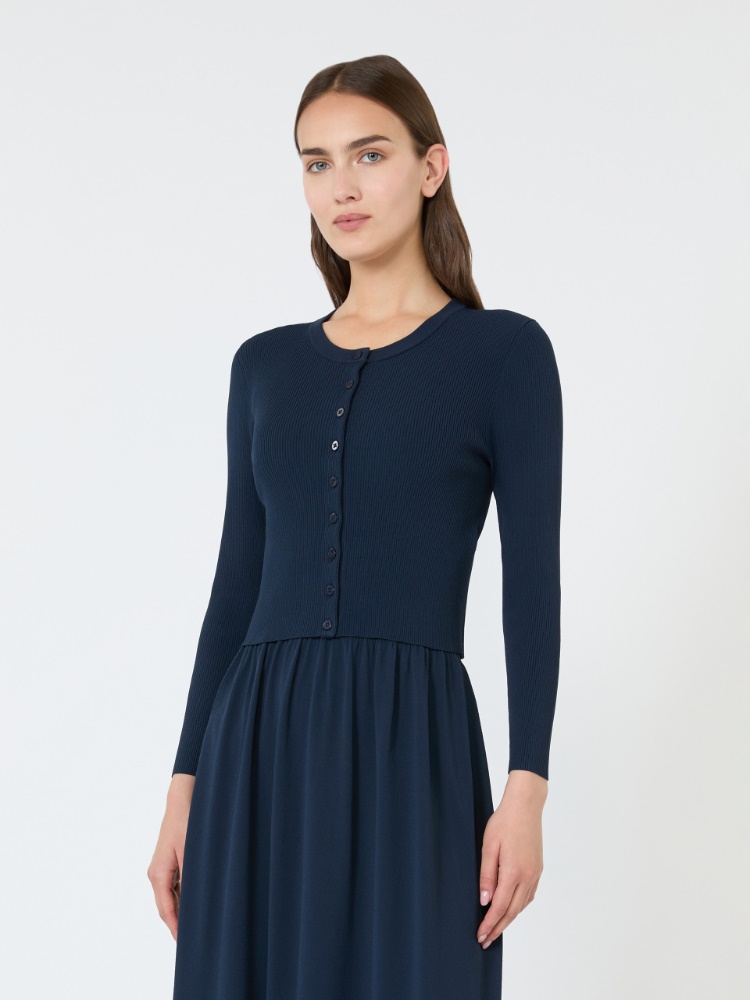Cardigan aus Viskosegewebe im Rippenmuster - BLAU - 2