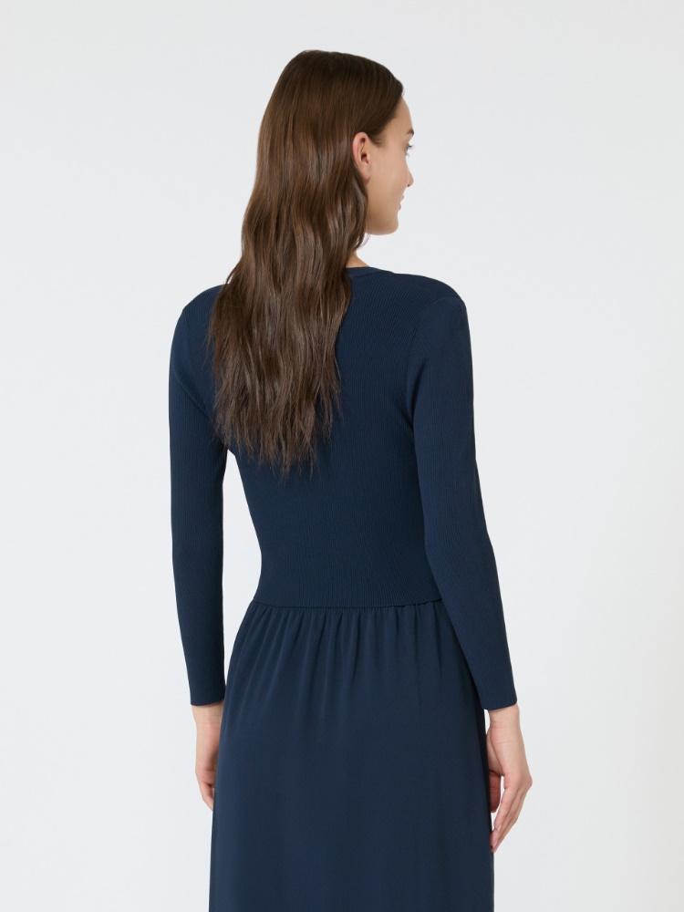 Cardigan aus Viskosegewebe im Rippenmuster - BLAU - 3