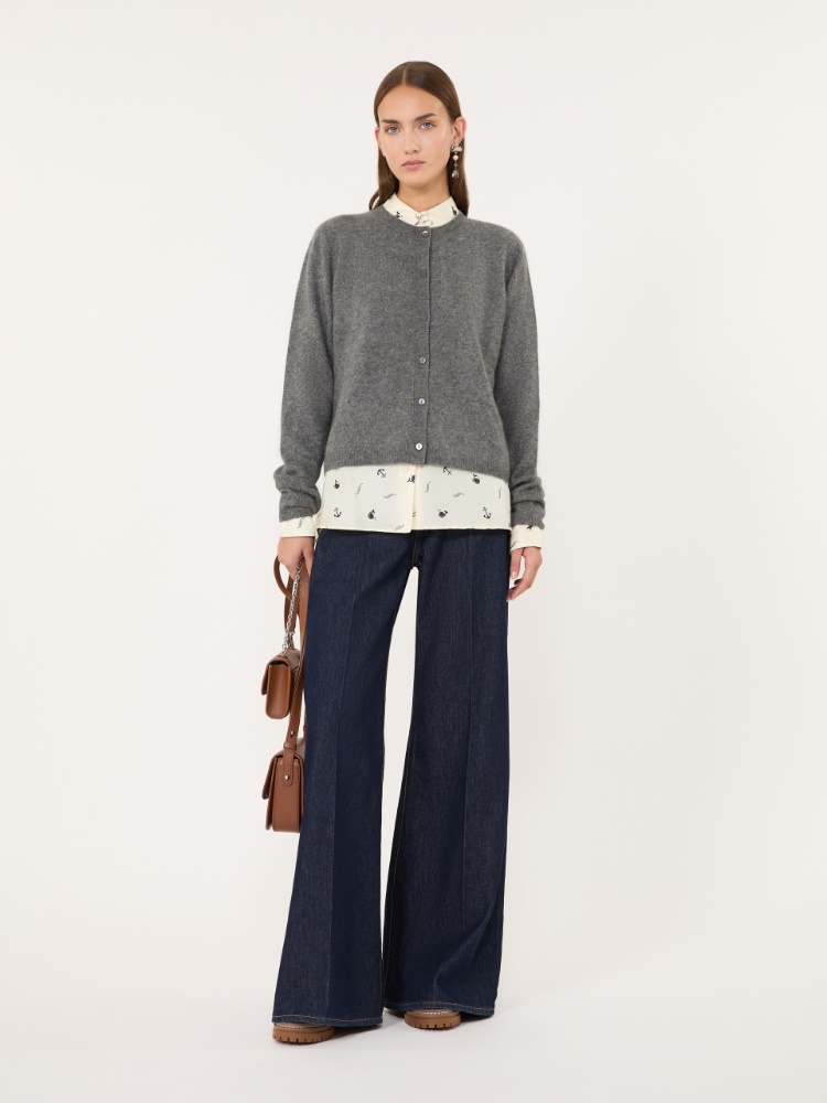 Wool and cashmere yarn cardigan - DARK GREY