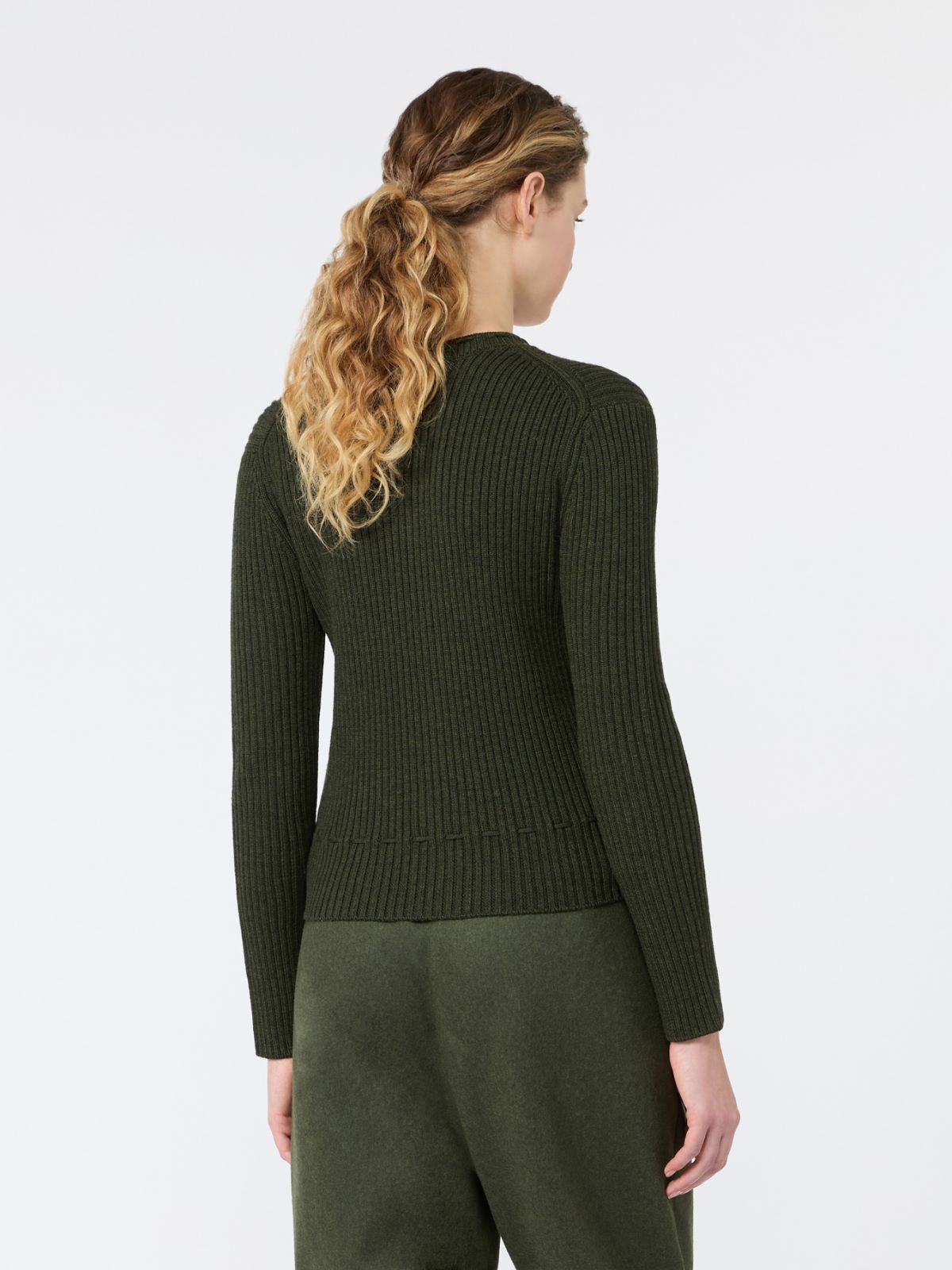 Ribbed wool cardigan - MOSS GREEN - Max Mara - 3