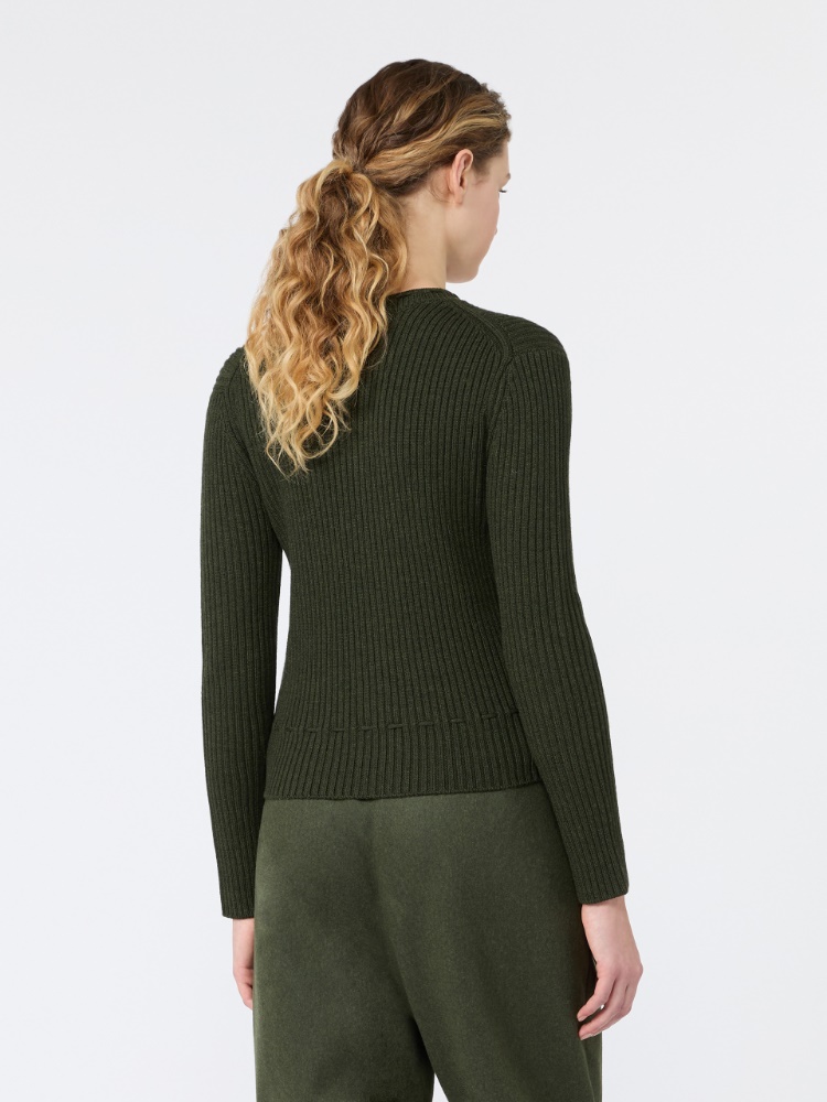 Ribbed wool cardigan - MOSS GREEN - Max Mara - 3