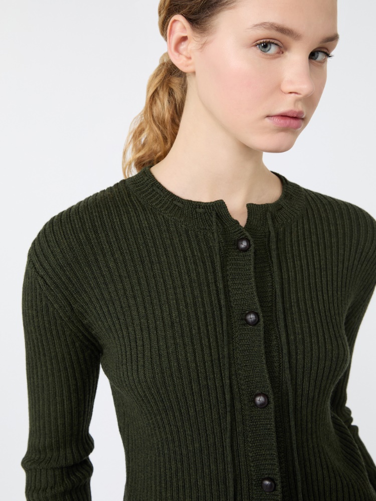 Ribbed wool cardigan - MOSS GREEN - Max Mara - 5