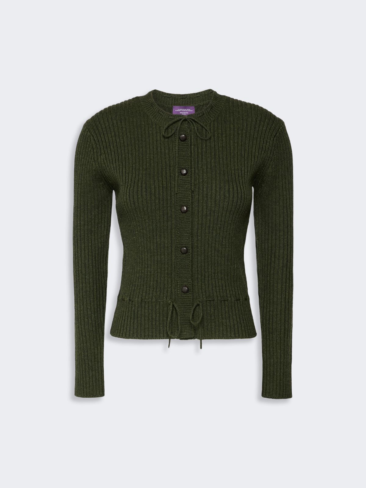 Ribbed wool cardigan - MOSS GREEN - Max Mara - 6