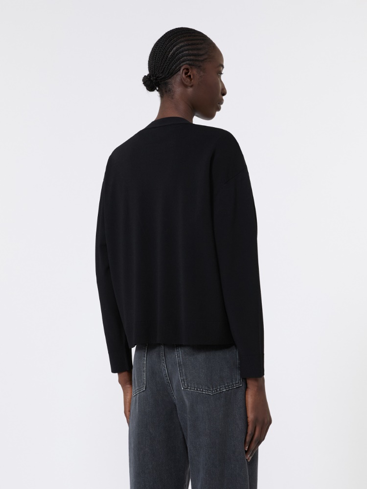Cardigan aus Viskosegewebe mit V-Ausschnitt - SCHWARZ - 3